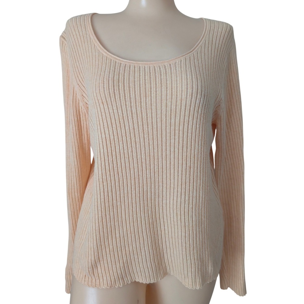 Eileen Fisher Ribbed Knit Sweater Women Medium‎ Beach Coastal Semisheer Stretch